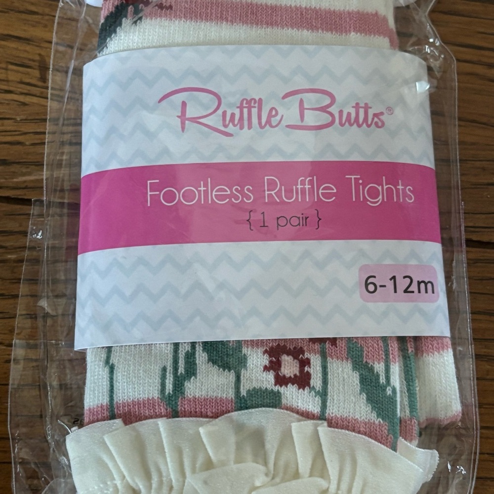 Ruffle Butts Pink and White Footless Ruffle Tights